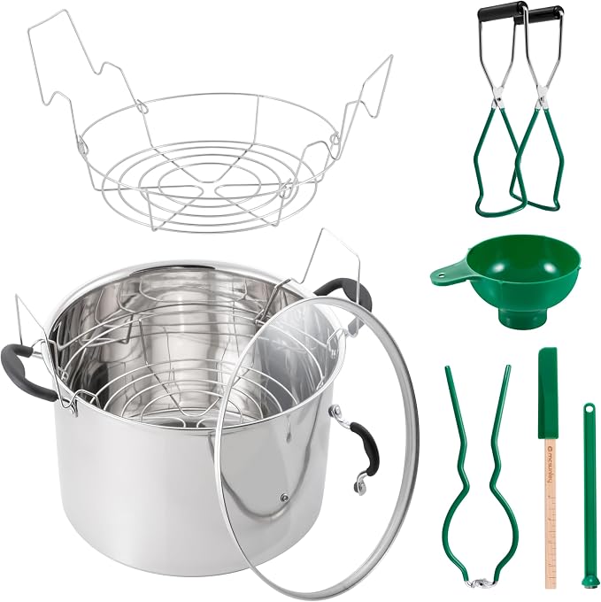 Prep•N•Cook by McSunley 21.5Qt Induction Stainless Steel Water Bath Canner (Canner + Tool Set & Canning Rack)