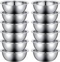 Pinkunn 12 Pcs Stainless Steel Mixing Bowls, Nesting Metal Salad Prep Bowls Bulk Reusable Baking Food Container Large Medium Small for Kitchen Hotel Restaurant Cooking, Silver (9.45 x 3.15 Inch)