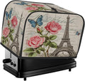 2 Slice Toaster Cover Vintage Paris Rose Toaster Covers Two Slice Wide Slot Waterproof and Dustproof Covers for Wide Slot Toasters and Small Appliances Kitchen Decor Gifts