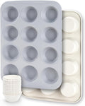 CARTMAN 2-Pack Ceramic Muffin Pan 12 Cup with 200 Cupcake Liners, Non-Stick & Non-Toxic Baking Tin for Healthy Muffins and Cupcakes, Perfect for Home Kitchens and Parties