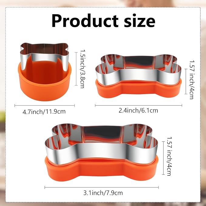 Dog Cookie Cutters Set 3 Piece -3 Different Sizes Of Dog, Bone, and Paw Print Cookie Mold Dog Bone Cutters Stainless Steel Shaped Cutters for Homemade Treats,Cakes and Cookies