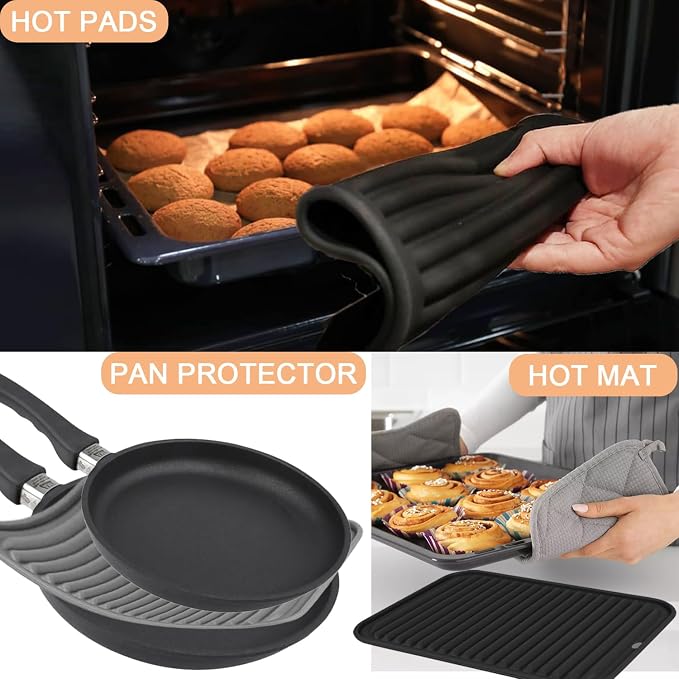 Extra Large Silicone Trivets for Hot Pots and Pans 16x12 Inch, Heat Resistant Hot Pads for Countertops, Hot Dishes, Pot Holders for Kitchen, 2 Pieces, Black