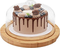 Bamboo Cake Stand & Charcuterie Board with Lid - Large Serving Acrylic Platter for Party Dessert Table Display, Decorative Server Tray for Cakes, Pastries, Cheese Display