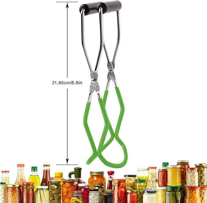 Canning Jar Lifter Tongs, Canning Supplies | Stainless Steel Jar Lifter with Grip Handle for Home Kitchen, Green