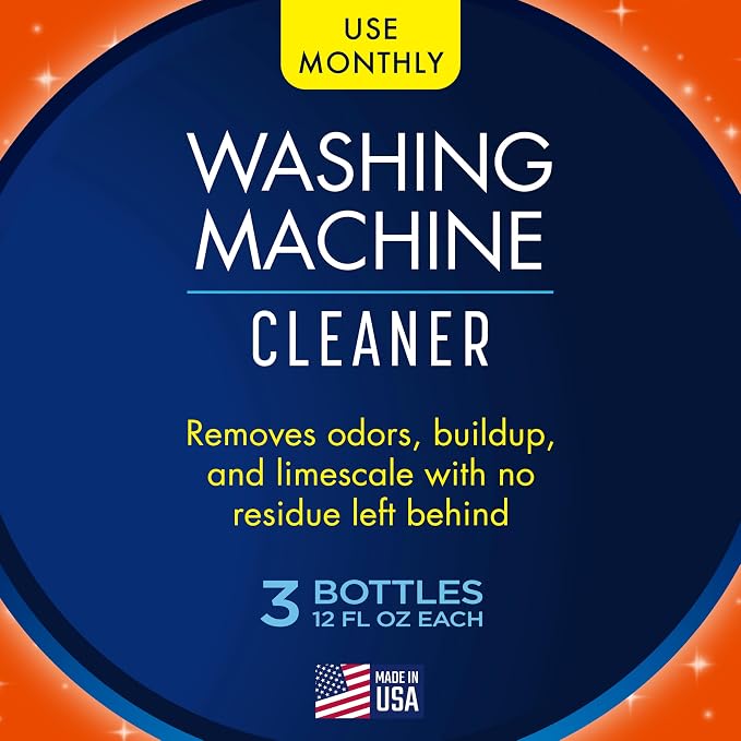 Glisten Washing Machine Cleaner, Fresh Scent, 12 oz Bottle, 3-Pack | Helps Remove Odor & Limescale; Regular Care Helps Prevent Future Buildup in Top/Front HE Washers, Made in USA