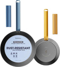Carbon Steel Frying Pan Set, 8 & 10 Inch Nitrided Skillets | 2 Versatile Sizes for Everyday Meals; Natural Patina Builds Over Time without Chemical Coatings