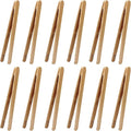 12 Pcs Bamboo Tongs 7 Inch Bamboo Toast Tongs for Serving Pickle Muffin, Cheese Fruits Salad, Toast & Bread