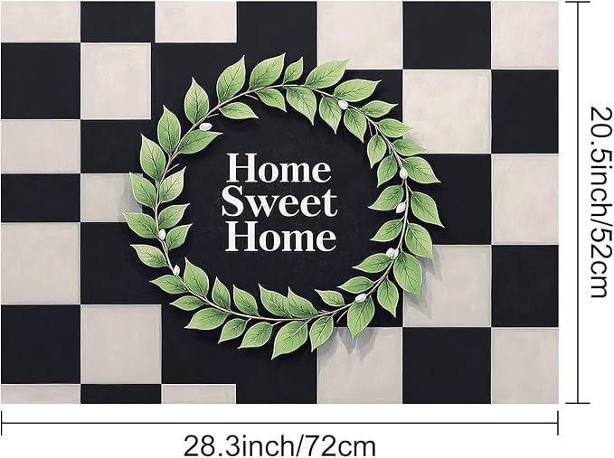 HOMETITUTE Sweet Home Stove Top Cover 28x20 Black White Checker Diatomite Mat