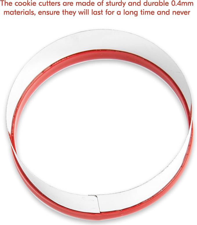 Large Round Cookie Cutter 5", Biscuit Cutter, Circle Cookie Cutter for Baking, Small Cake Cutter, Dough Cutter, Coated with Soft PVC for Protection