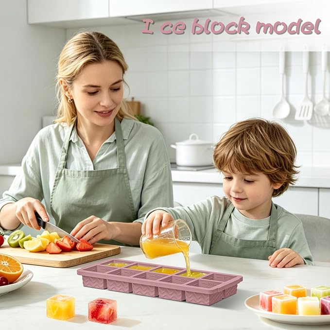 3-Pack Ice Cube Trays with Lid, 10 Cubes 2 Tbsp, Silicone Tray for Freezer | BPA Free, Leak-proof Lid, Freeze Ice Cubes, Chocolates, Sauces, Juices, Fruit Purees, Meal Prep, Cocktail, Coffee, Soup, Food