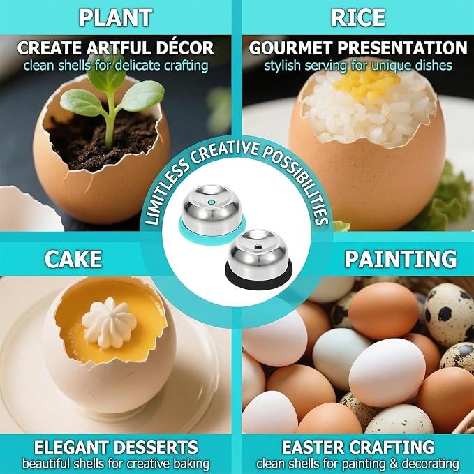 Egg Piercer 2PCS Stainless Anti-Burst | For Raw Eggs Perfect Hard Boiled, Spring-Loaded Safety Needle Design, Stainless Steel Tray & Anti-Slip Base, Dishwasher Safe