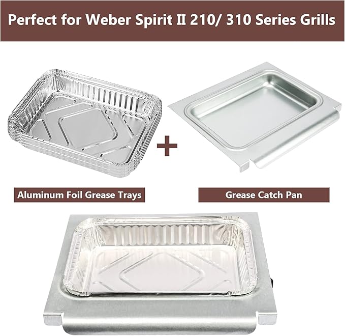 Uniflasy 67047 Catch Pan for Weber Spirit/Spirit II 200/300 Genesis and Genesis II LX200/300 Series Grill for Weber Traveler Drip Tray with 6415 Aluminum Liner, Replacement for Weber 67047 83156 6415