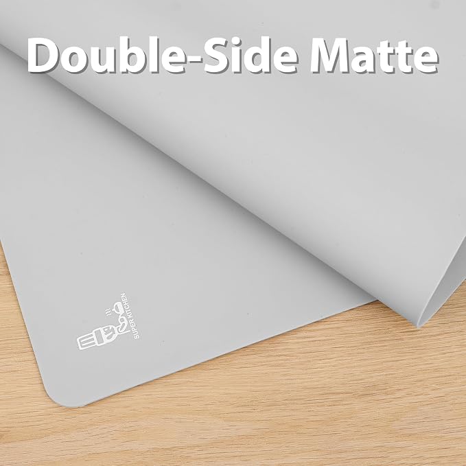 Super Kitchen Extra Large Multipurpose Silicone Nonstick Baking Mat Counter | Pastry Mat Heat Resistant Nonskid Table Mat Countertop Protector 23.4'' By 15.6''(Cool Gray)
