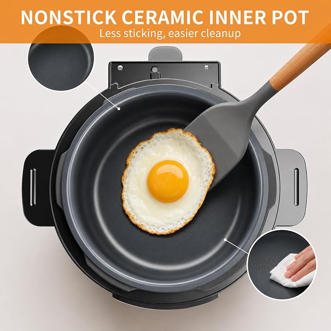 6Qt 9-in-1 Electric Pressure Cooker,Quick Meals, Time Saving, Healthy Non-Stick Pot, Rice/Slow/Steam/Sauté/Warmer, 24H Delay - Efficient Cooking Solution for Home, Meal Prep, Gift for Cooks, Silver