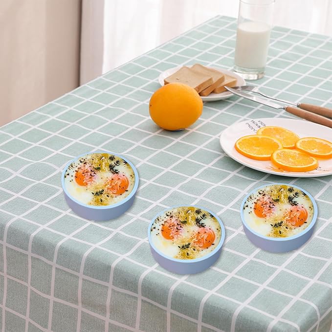 3Pcs ZHYEEDAA Silicone Egg Molds for Air Fryer & Microwave – Reusable Individual Egg Bite Maker, BPA Free & Dishwasher Safe, Perfect for Keto Breakfast, Meal Prep & Egg Bites (Blue)