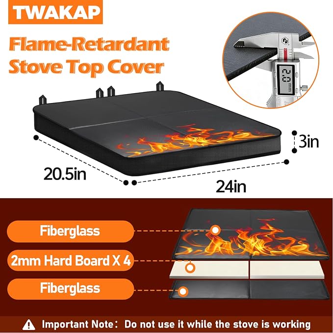 Gas Stove Covers For Gas Stove Top,with Built-in Hard Board,24"x20" | Outer fiberglass Stove top covers for gas burners keep clean,extra countertop space gas stove top cover,Foldable,Waterproof