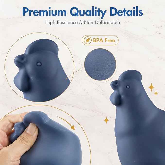 Silicone Hen-Shaped Egg Yolk Separator, Blue | For Baking, BPA-Free, Food-Grade Yolk Remover Tool, Dishwasher Safe, Funny Kitchen Gadget Gift for Women