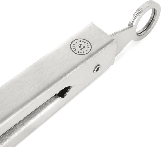 Martha Stewart Richburn 2-Piece Stainless Steel Tongs Set – 12-Inch and 9-Inch Kitchen Tongs for Grilling, Serving, and Cooking