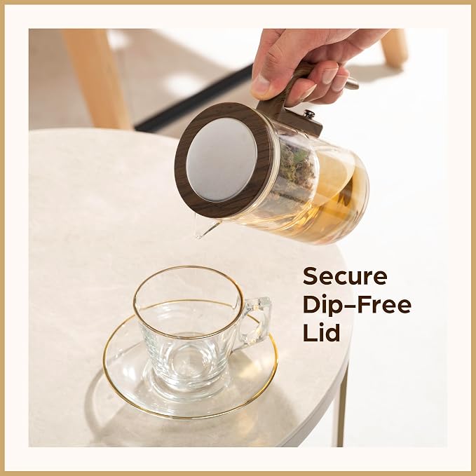 Magic Tea Pot - Modern Glass Infuser Tea pot - Water Separation Enchanted Teapot with Heat-Resistant Handle - Elegant Gift Box & Writable Card - Perfect for Loose Leaf Tea - 1000 ML (34oz)