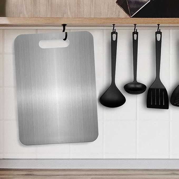 Titanium Cutting Boards for Kitchen, Food Grade 304 Stainless Steel Cutting Board Set for Meat Fruit and Vegetable (15.1 * 11 & 13.4 * 9 & 10 * 5.5 Inch)