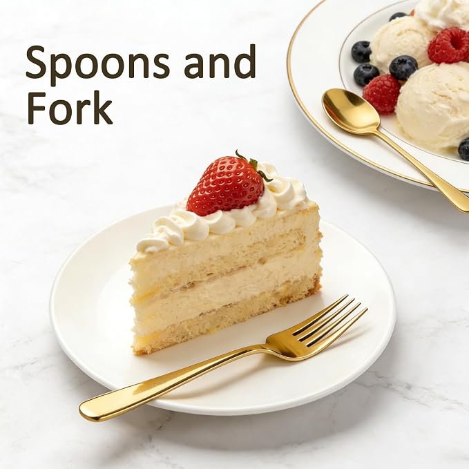20 Piece Stainless Steel Flatware Set,Silverware Set for 4,include Forks,Knives,Spoons.Cutlery Utensil Set for Home,Kitchen,Party,Buffet,Banquet,Catering (Gold)