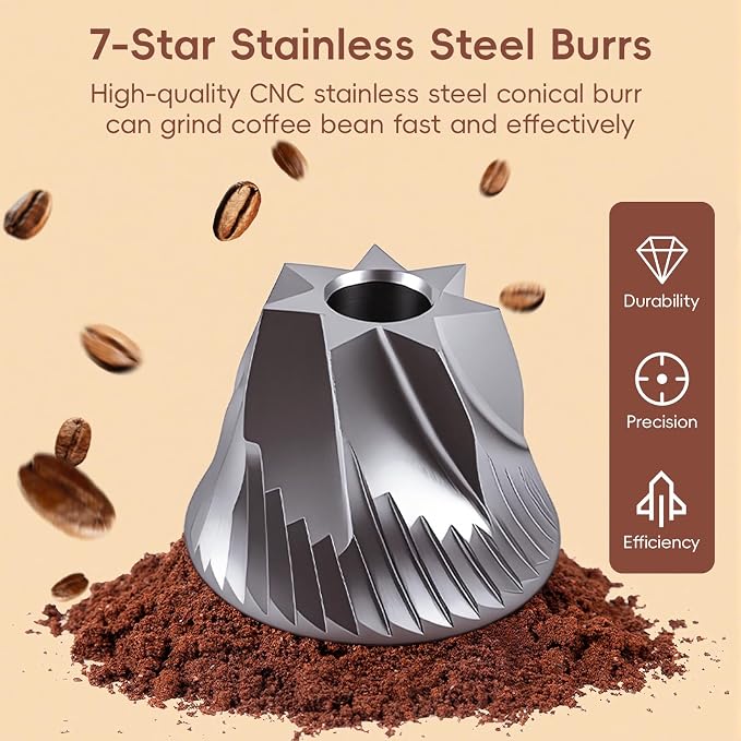 Portable Manual Coffee Grinder 25g Capacity Hand Crank Coffee Grinder Mill | CNC Stainless Steel Conical Burr,Internal Adjustment,for Espresso Pour Over French Press Moka for Office Home Travel Camping