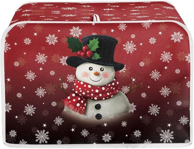 Christmas Snowflake Print Two Slice Toaster Cover Kitchen Small Appliance Covers Kitchen Decoration Microwave Oven Dustproof Cover Keep From Dirty Stain