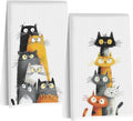 2 Pcs Cute Cat Kitchen Towels, Funny Cats Gifts Absorbent Hand Towels-04 | Cat Dish Cloths for Drying Dishes, Cats Waffle Dish Towels for Kitchen Home Bathroom Decor, Cat Lover Gifts for Women Mom