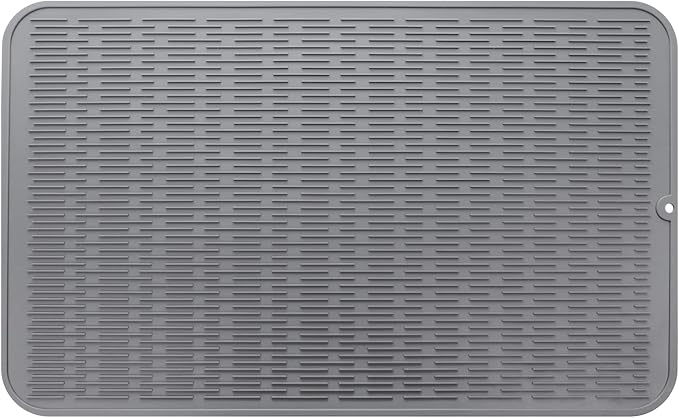 MicoYang Silicone Dish Drying Mat for Multiple Usage,Easy clean,Eco-friendly,Heat-resistant Silicone Mat for Kitchen Counter or Sink,Refrigerator or Drawer Liner Grey 3XL 28 inches x 18 inches