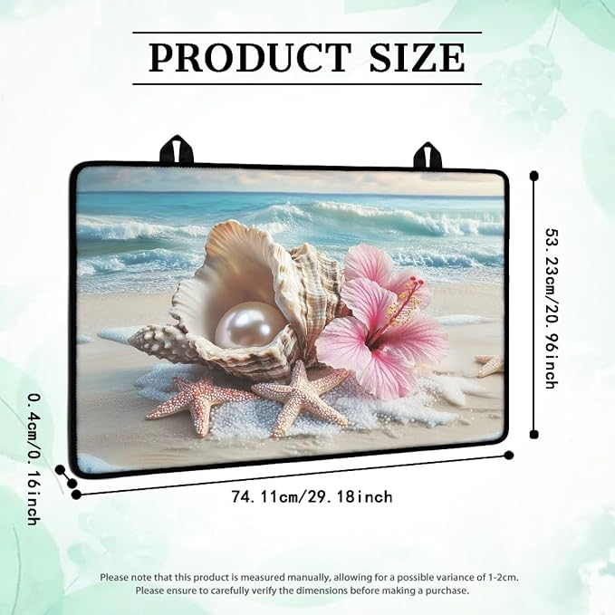 Beach Starfish Seashell Flower Stove Cover 30"x21" Heat Resistant Multi-Functional Counter Protector Non-slip Waterproof Mat for Glass Stovetop Protector Easy to Clean