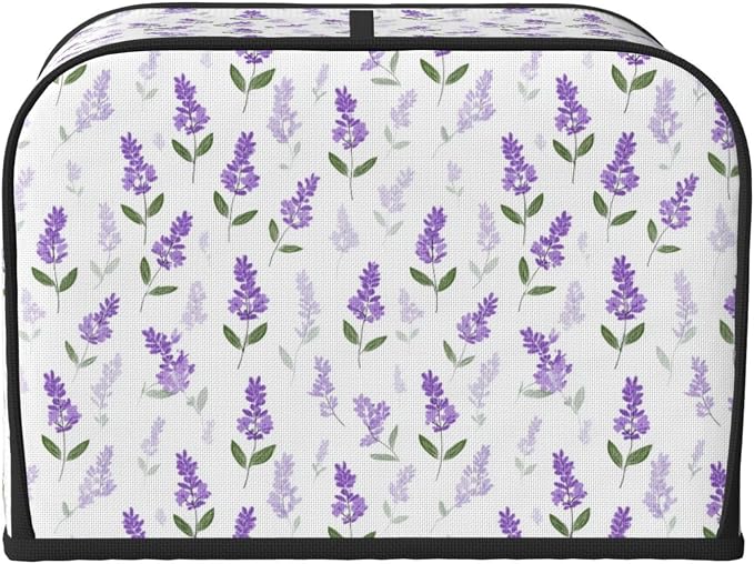 4 Slice Toaster Cover Lavender Flower Pattern Dust Proof Washable Kitchen Appliance Cover with Pocket, Oxford Fabric Countertop Toaster Protector for Standard Toasters Small Appliances