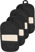 RITZ Premium Pot Holders & Heating Pads (4-Pack), 8.5" x 5.5", Heat Resistant, 100% Cotton Terry-Looped Pocket, Kitchen and Barbeque, Black
