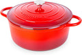 Cast Iron Dutch Oven with Lid - Non-Stick Ovenproof Enamelled Casserole Pot- Sturdy Dutch Oven Cookware - Red, 7.3- Quart, 30cm- by Nuovva
