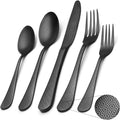 Matte Black Silverware Set, Satin Finish 20-Piece Stainless Steel Flatware Set,Kitchen Utensil Set Service for 4,Tableware Cutlery Set for Home and Restaurant, Dishwasher Safe