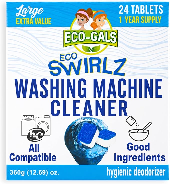 ECO-GALS Washing Machine Cleaner and Deodorizer | Front & Top Load Washers, H.E. Compatible, Removes Pet Hair & Debris, Cleans Drum, Pipes & Filter