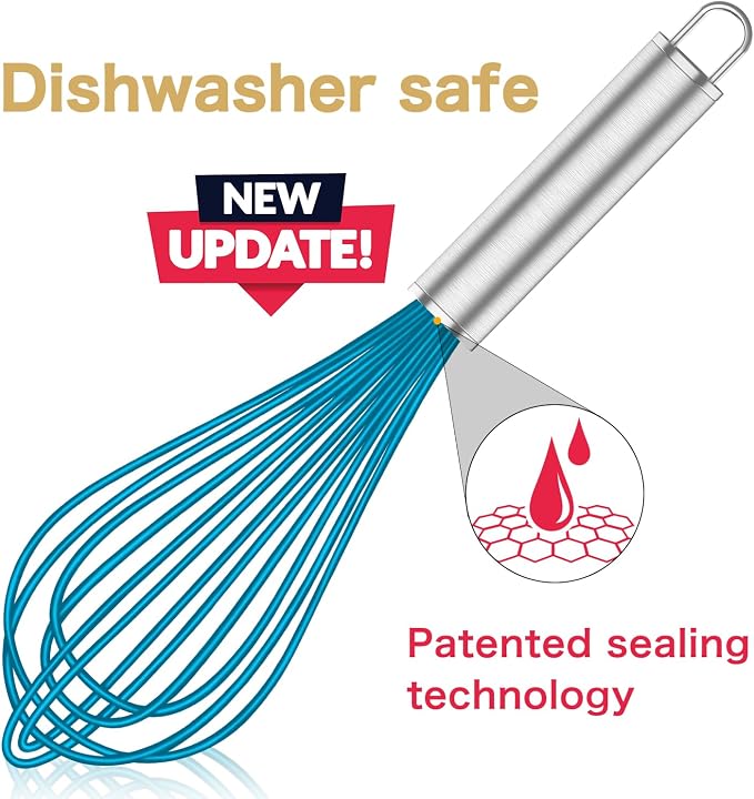 OYV Whisk,Sturdy Stainless Steel Wires Coated in Professional Silicone,3 Pack Whisks for Cooking,Mini Whisk,Colored Balloon Egg Beater for Blending,Whisking,Beating,Stirring,Cooking,Baking (Multi) | BPA-Free Silicone, Heat Resistant Up to 480°F, Stainl...