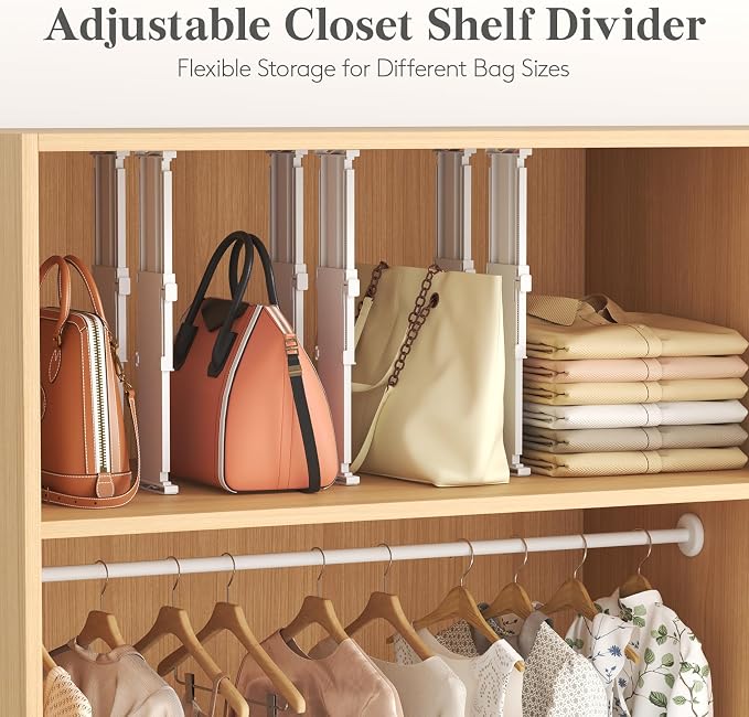 Lifewit 12 Pack 4" High Drawer Dividers, Adjustable Drawer Organizer Clothes | 10.5"-16.5" Expandable White Plastic Separators for Dresser, Kitchen, Cabinet, Nursery, Office, Socks & Underwear Storage