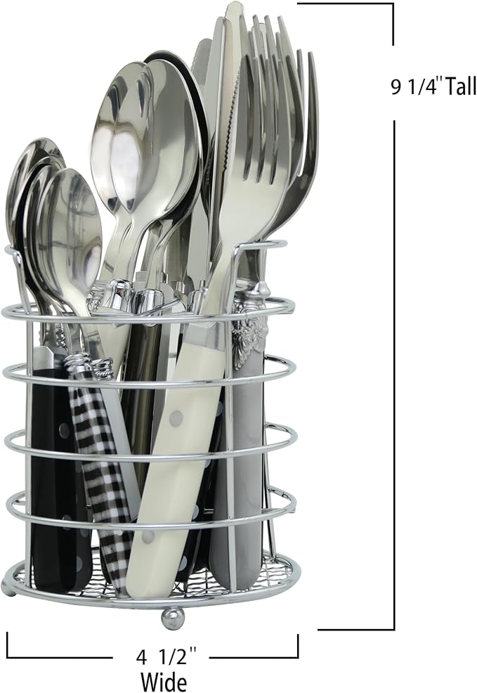 Gypsy Color Eclectic Black & White Mix & Match Stainless Steel Flatware Collection, Set of 16