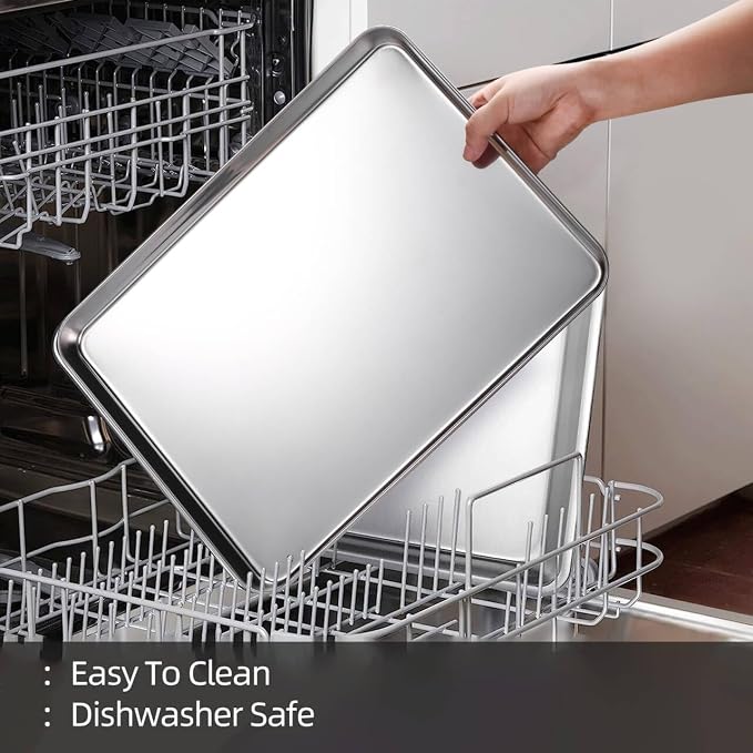 Amrules Baking Sheet with Cooling Rack, Set of 6, Kitchen Baking Pans | Including 3 Premium Stainless Steel Cookie Sheets, 3 Wire Racks, 3 Different Sizes, Nonstick, Heavy Duty Non Toxic
