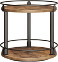 Lazy Susan Organizer, Rotating Spice Rack, 2 Tier Spice Turntable Organizer, Industrial Turntable Spice Holder, for Kitchen Countertop and Cabinet, Compact and Versatile, Rustic Brown SR22BR
