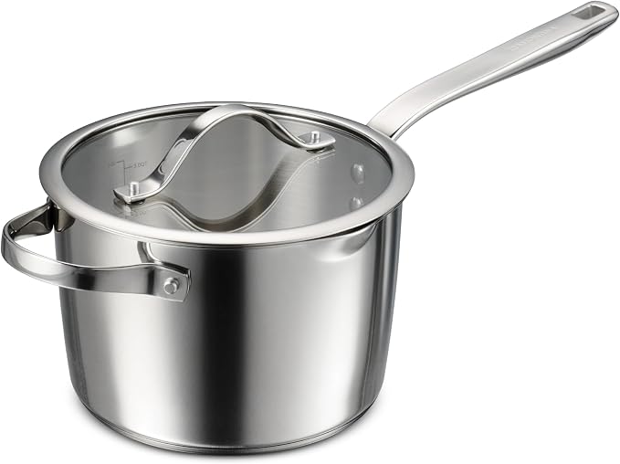 Tramontina Tempo Tri-Ply Base Stainless Steel 4-Qt Large Sauce Pan with Lid | Induction-Ready Saucepan, Oven-Safe, Dishwasher-Safe