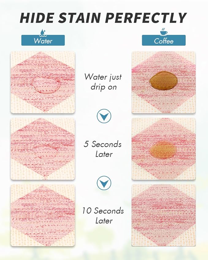 AMOAMI Coffee Mat Hide Stain Rubber Backed Absorbent Dish Drying Mat for Kitchen Counter - Fits Under Coffee Maker or Machine - PINK 16X24
