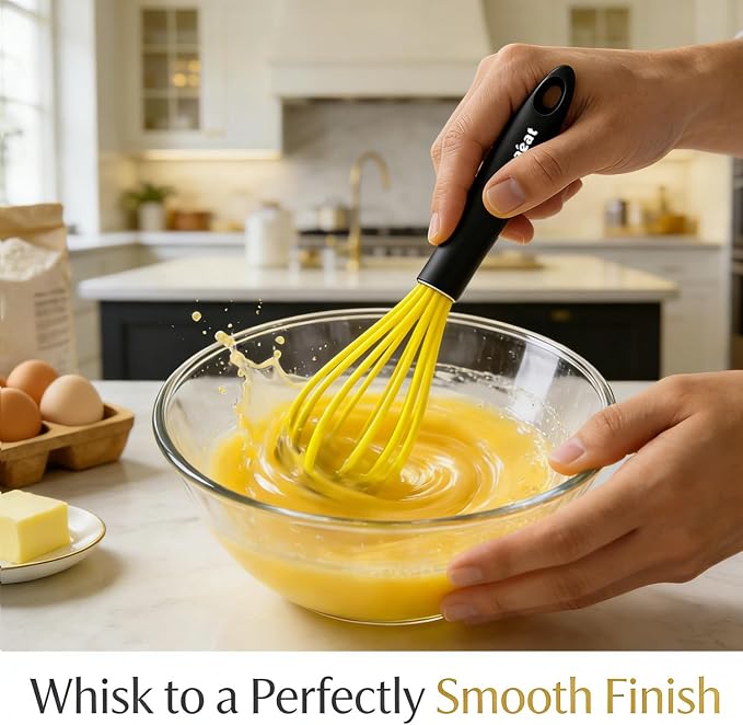 Anaeat Silicone Balloon Whisk, Perfect for Non-Stick Cookware, Milk and Egg Beater Blender, Heat Resistant Kitchen Whisks for Whisking, Cooking, Baking, Beating, Frothing & Stirring (Multicolor)