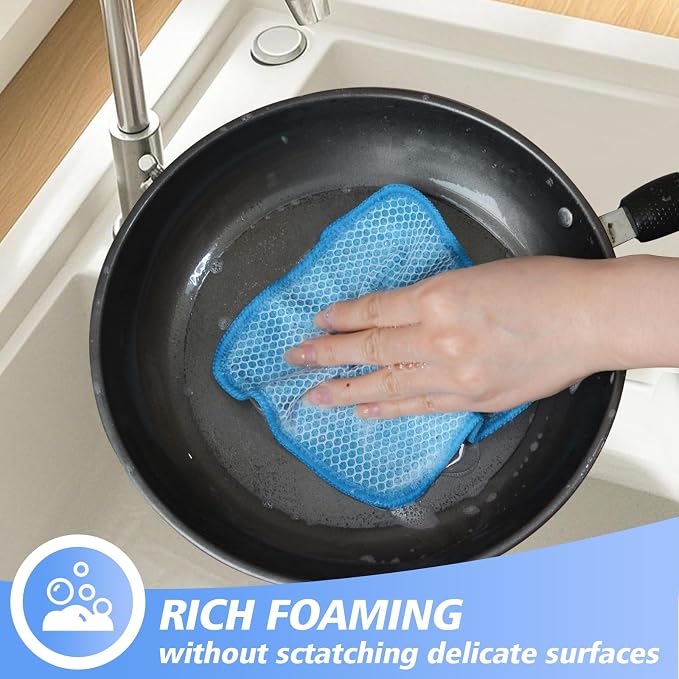 Dish Cloths for Washing Dishes with Scrub Side, Microfiber Dish Rags | Dual-sided microfiber dish cloths with scrubber for stuck-on food, quick dry kitchen washcloths 9 Pack, 6Inch Mixed Colors