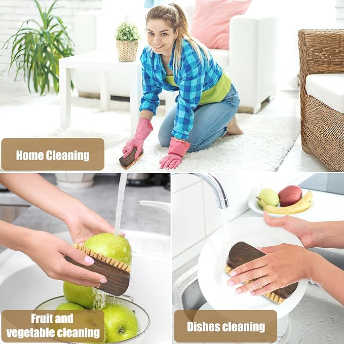 Vegetable Scrubber, Veggie Fruit Potato Brush for Food | Firm Bristles, Wood Veggie Wash Scrubber, Carrot Cucumber Corn Tableware Cleaning, Kitchens Camping Brush Tool