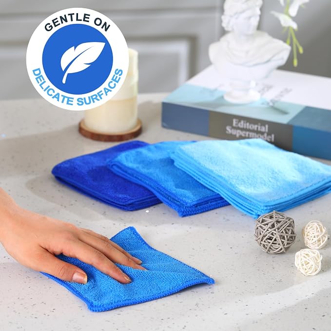30 Pcs Dry Erase Cloth,6 X 6 Inch,Blue/Light Blue/Dark Blue | Cleaning Rags Reasonable Whiteboard Cloth Kitchen Towels Microfiber Towels Cars Wash