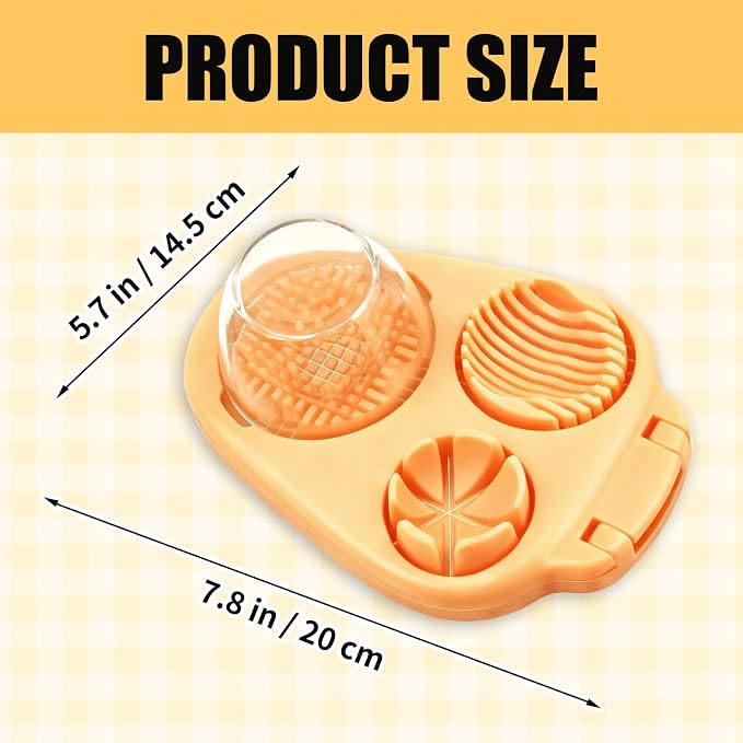 3 in 1 Egg Slicer for Hard Boiled Eggs with Cleaning Brush | Three Cutting Modes for Slices, Wedges and Dices, Egg Cutter&Fruit Slicer, Heavy Duty, Stainless Steel Wires, Dishwasher Safe