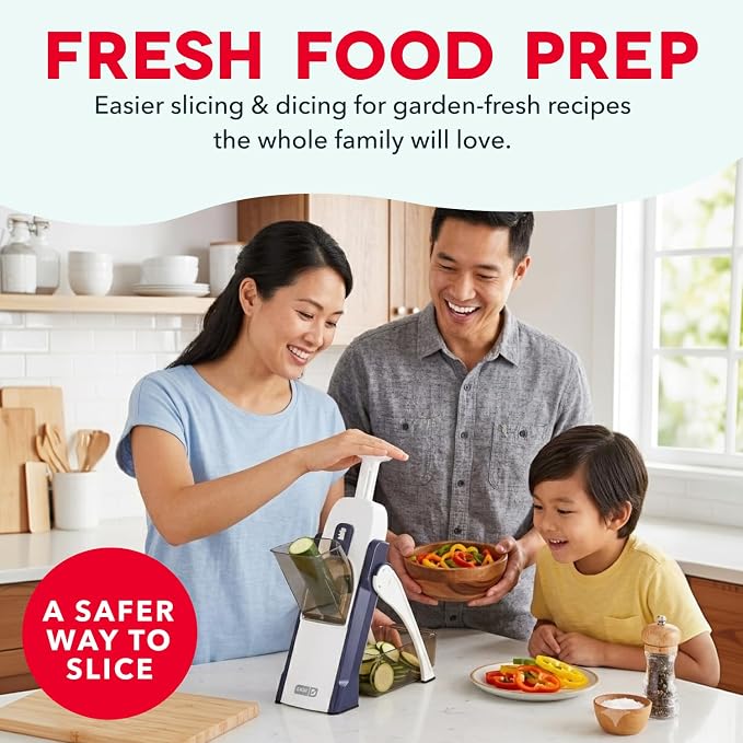 DASH Safe Slice Mandoline for Vegetables, Meal Prep & More with 30+ Presets & Thickness Adjuster, Midnight Navy
