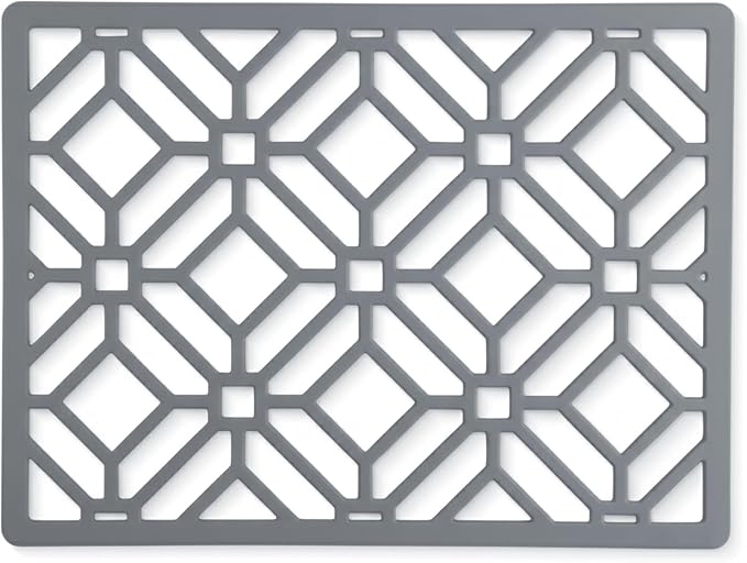 GASARÉ, Extra Large, Thick, Silicone Trivet for Hot Dishes, Pots, and Pans, Heat Resistant Mat for Countertop, Hot Pad for Kitchen, Easy to Clean, 16 x 12 x 3/8 Inches, (Gray, Geometric)