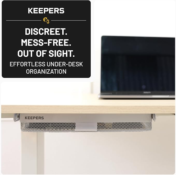 KEEPERS Anything Keeper — Compact 11x10in Under-Cabinet Slide-Out Drawer, Hidden Steel Organizer for K-Cups & Desk Items, RV & Small Kitchen — White